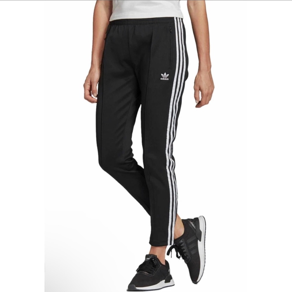 Adidas Classic Women’s Black Traco Pants Joggers with White Stripes — Size Small